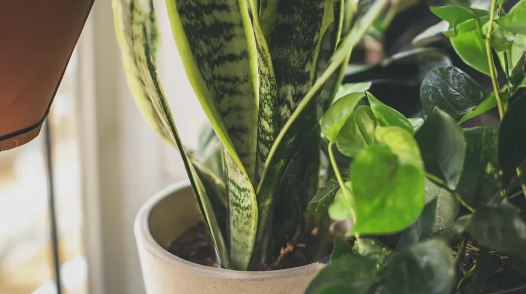 Exemplos de plantas fáceis para iniciantes como espada-de-são-jorge, jiboia e zamioculca