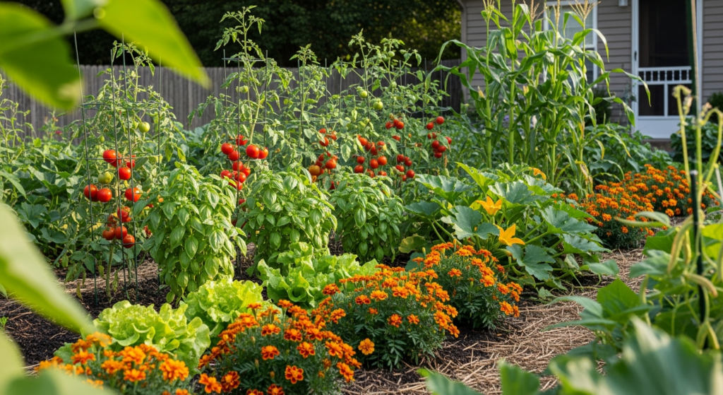 ardim orgânico com plantas companheiras usadas no controle natural de pragas