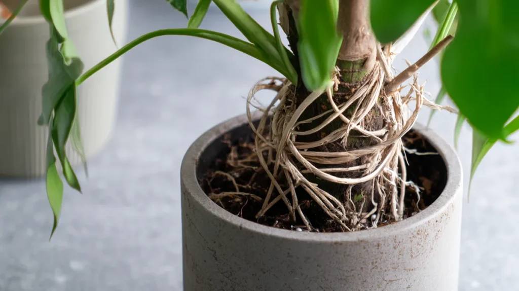 Erros comuns na escolha de vasos, como raízes apertadas, falta de drenagem e excesso de água