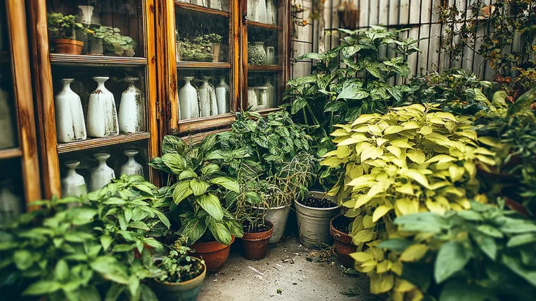 Jardim caseiro com plantas protegidas contra mudanças de temperatura usando soluções naturais