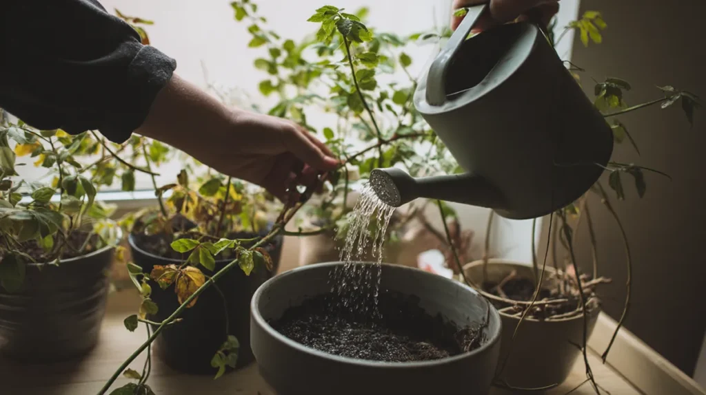 Rega correta de plantas de interior com atenção ao solo do vaso